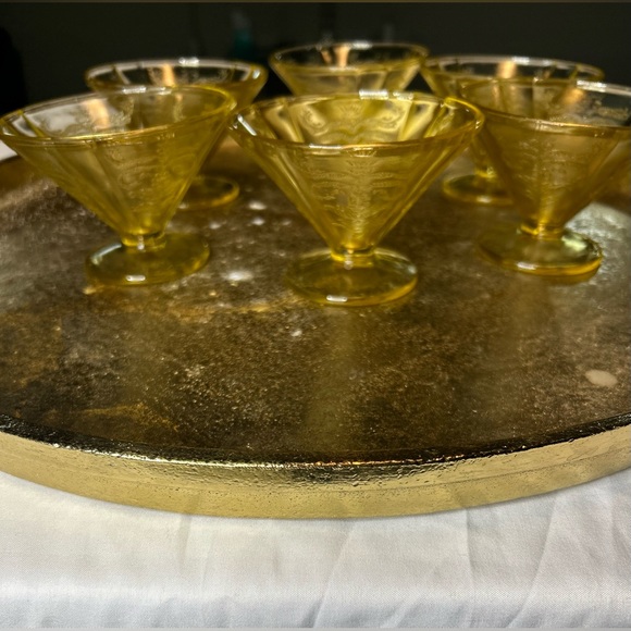 Set of 6 Federal Glass 1930 Yellow Madrid Cone Footed Sherbet Glasses - Picture 1 of 5